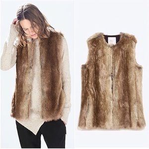 ZARA faux fur vest